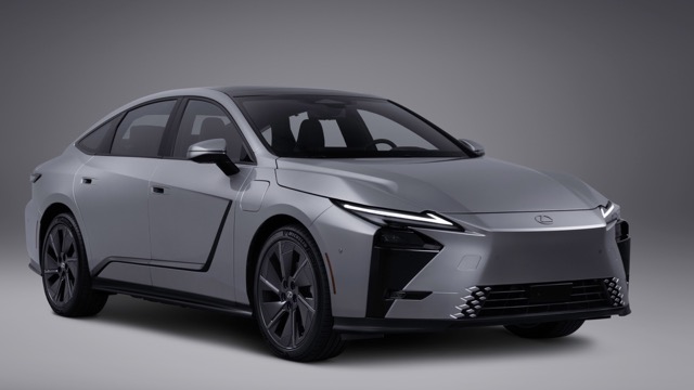 Front three-quarter view of a silver 2026 Lexus ES sedan in a neutral studio environment