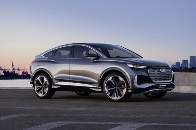 Rear view of Audi Q4 Sportback e-tron 2021