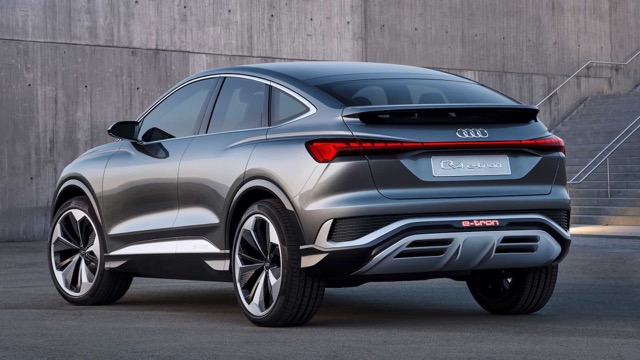 Rear view of Audi Q4 Sportback e-tron 2021