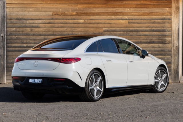 Side profile of Mercedes EQE (V295) sedan