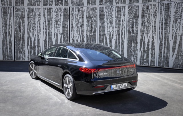 Rear view of Mercedes EQS (V297) 2021